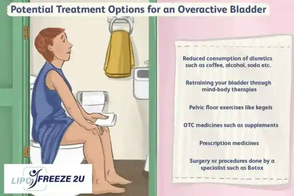 image of woman on toilet because of an overactive bladder Busby